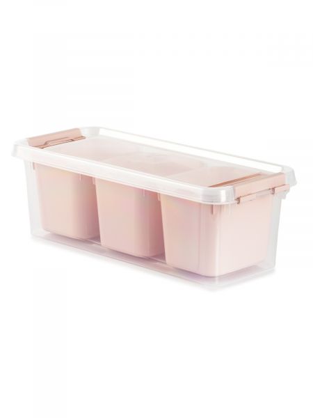 Контейнер для хранения GRAND розовый 3 секции 11.3x27.3x9см высокий HOBBY LIFE