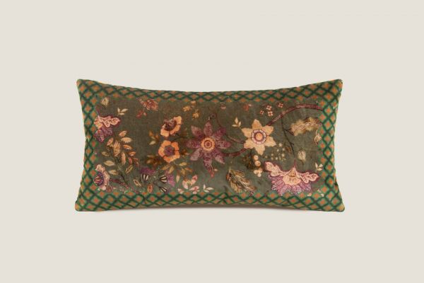 Подушка Frati FLORAL GREEN, зеленый, 30х60, велюр, полиэстер