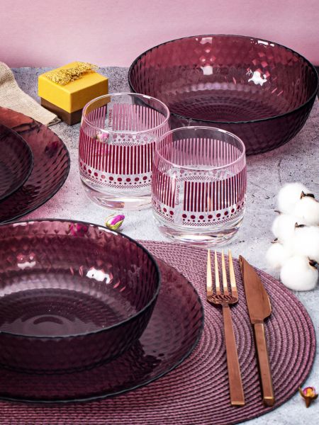 Набор столовый ИДИЛЛИЯ ЛИЛАК 16пр со стаканами ЛИНИИ ЛИЛАК 310мл LUMINARC