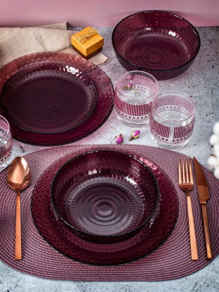 Набор столовый ИДИЛЛИЯ ЛИЛАК 16пр со стаканами ЛИНИИ ЛИЛАК 310мл LUMINARC