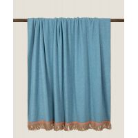 Плед Frati SOFT BAMBOO PAVONE с тесьмой Rousseau бирюзовый, 160х200 см, бамбук 40% полиэстер 60%, 820г