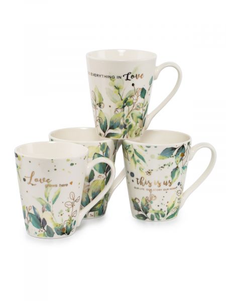 Набор кружек GREEN LEAFS 4шт 300мл DOMENIK