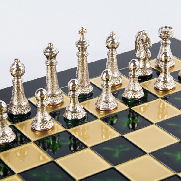 CLASSIC METAL CHESSШахматы классические, 44х44 см, золото с серебром, зеленый, металл