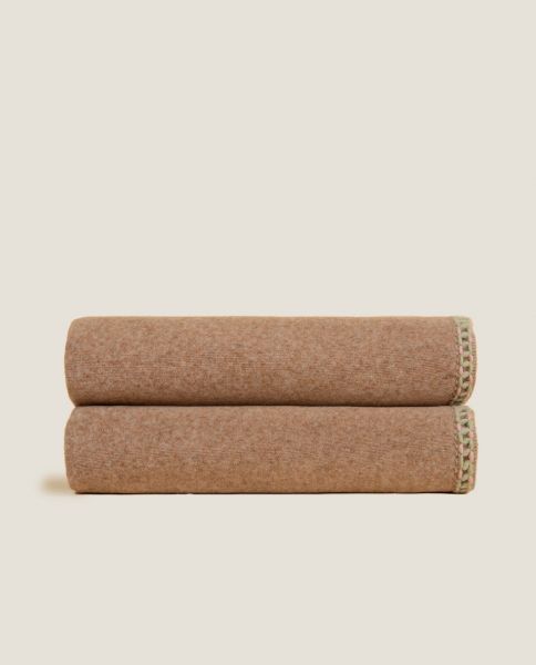 Плед Frati SOFT BAMBOO BISCOTTO с тесьмой Coco, желто-коричневый, 160х200, бамбук 40% полиэстер 60%