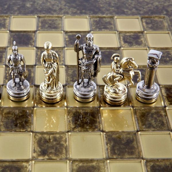 Greek Roman Metal Chess Шахматы, фигуры греко-римский период, золото с серебром, коричневый, 28х28