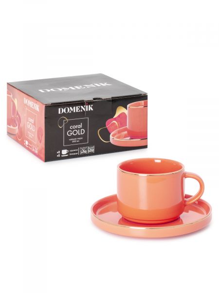 Чайная пара CORAL GOLD 200мл DOMENIK