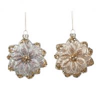 GLSSFLOWER ASS/2 BLU/PNК/GLD Стеклянный цветочек голубой с розовым 12 см (2шт набор)