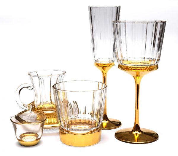 Набор стаканов MACASSAR TUMBLER6шт, хрусталь, золото 24К , H.13