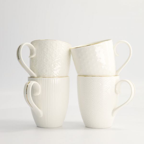 Набор кружек Nippon White Gold 4 шт, 8.5x10.2 см, 340 мл,фарфор TOKYO DESIGN
