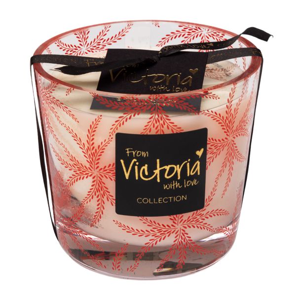 Свеча ароматическая Victoria with Love Ferns red 400гр, выдувное стекло
