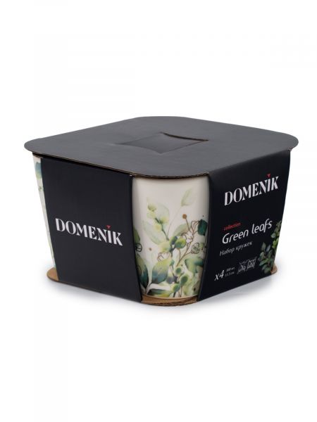 Набор кружек GREEN LEAFS 4шт 300мл DOMENIK