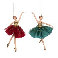 Игрушка рождественская балерина зеленая и красная (2 шт набор)