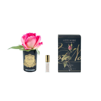 Бутон розы диффузор ROSE BUD Magenta, цвет ярко-розовый, черная ваза, 1 спрей 5 мл ВхШ