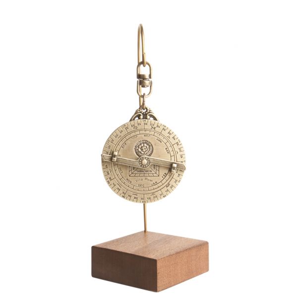 Астролябия миниатюрная Hemisferium Miniature Astrolabe 13x4.5 см, толщина 5 мм, бронза

