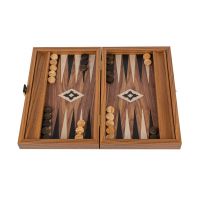 BACKGAMMONНарды с боковыми стойками, 30x20 см, дерево орех рисунок черный + дуб, ручная работа