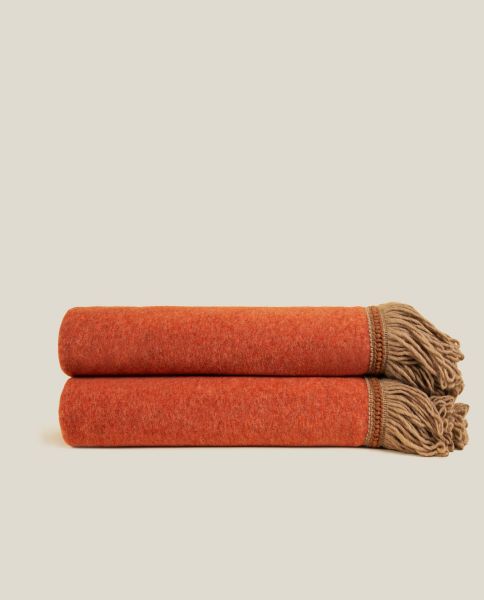Плед SOFT BAMBOO APRICOT с тесьмой BRIGITTE, оранжевый, 160х200 см, бамбук 40% полиэстер 60%, 820г FRATI HOME
