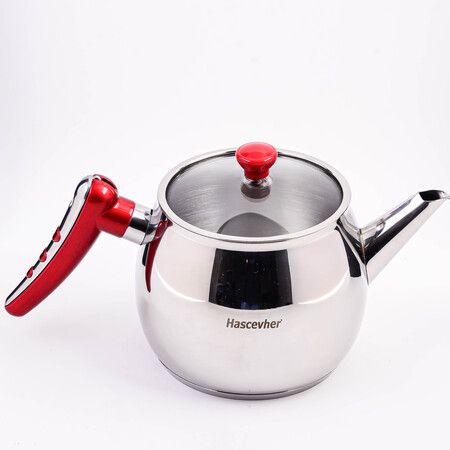 Чайник металлический 1.5 л Hascevher Apple, нержавеющая сталь/пластик/стекло 800-300
