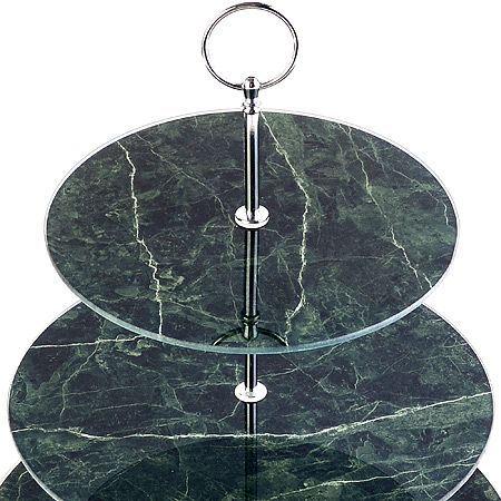 Конфетница 3-х ярусная на ножке, зеленый/бежевый LORAINE