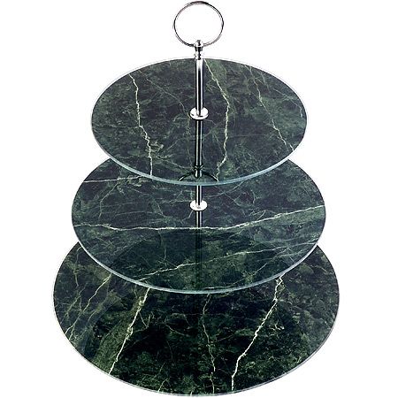 Конфетница 3-х ярусная на ножке, зеленый/бежевый LORAINE