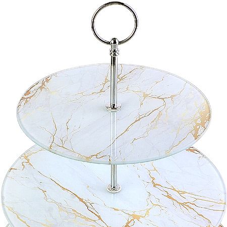 Конфетница 3-х ярусная на ножке, белый/золотой LORAINE