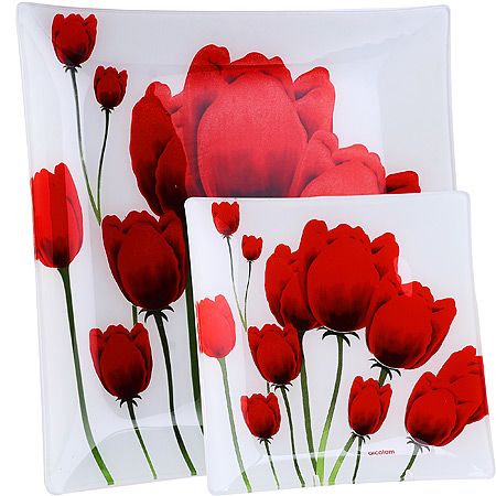 Набор тарелок из 7шт 'Аркофам' Красные тюльпаны