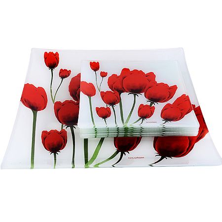 Набор тарелок из 7шт 'Аркофам' Красные тюльпаны