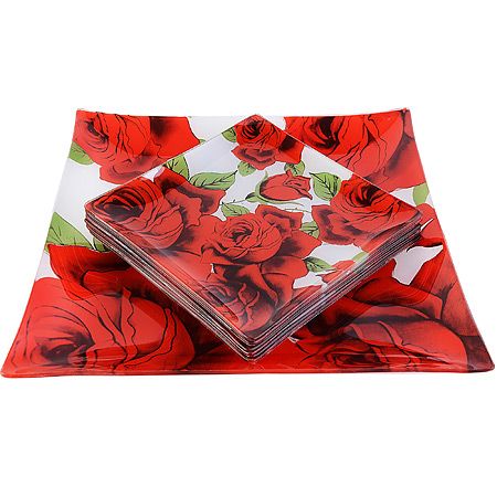 Набор тарелок из 7шт 'Аркофам' Роза на белом фоне