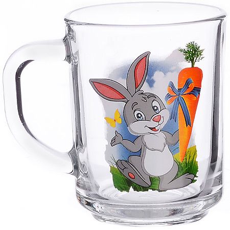 Кружка для чая 200 мл'Зайцы мультяшки' 335-Д-2 Гусь-Хрустальный