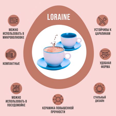 Чайный набор 4 предмета Loraine ГОЛУБОЙ LORAINE