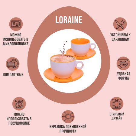 Чайный набор 250 мл, 4 предмета Loraine желтый LORAINE 27581-5