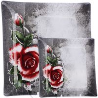 Набор тарелок из 7шт 'Аркофам' Роза на сером фоне