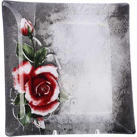 Набор тарелок из 7шт 'Аркофам' Роза на сером фоне