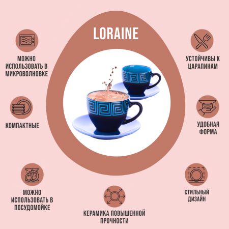 30451-1 Чайный набор 4пр Loraine СИНИЙ LR (х18)