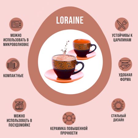 Чайный набор 4 предмета Loraine ОРАНЖЕВЫЙ LORAINE