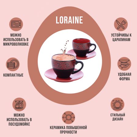 Чайный набор 4 предмета Loraine КРАСНЫЙ LORAINE