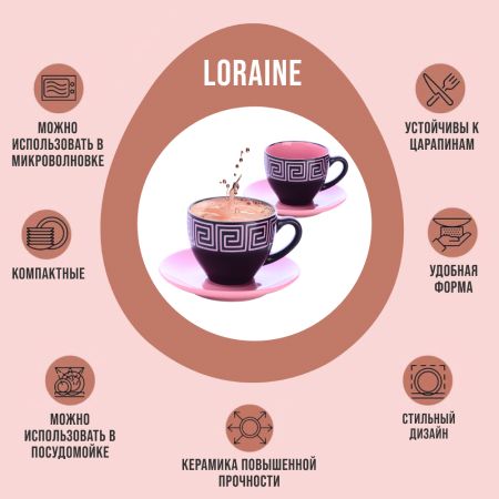 Чайный набор 4 предмета Loraine РОЗОВЫЙ LORAINE