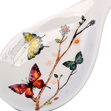 Подставка для ложки 25 см Бабочки в саду доломит LORAINE 60118
