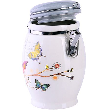 Банка для сыпучих 900 мл Бабочки в саду, доломит/железо 60124 LORAINE