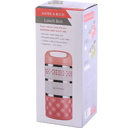 Термос пищевой 3 секции розовый Mayer&Boch