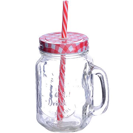 Кружка CALVE с крышкой и трубочкой 400 мл красный CALVE