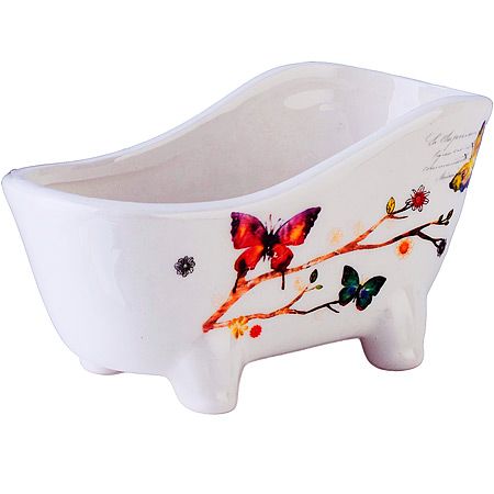 Подставка для губки 170 мл 12х6х6.2 см Бабочки в саду, доломит 60122 LORAINE