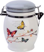 Банка для сыпучих 700 мл Бабочки в саду, доломит/железо 60123 LORAINE
