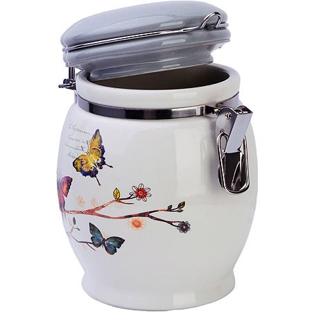 Банка для сыпучих 700 мл Бабочки в саду, доломит/железо 60123 LORAINE