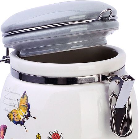 Банка для сыпучих 700 мл Бабочки в саду, доломит/железо 60123 LORAINE