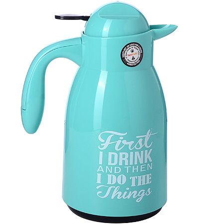 Термос 1000 мл пластик бирюзовый