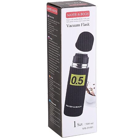 Термос 0,5л нержавеющая сталь, черный Mayer&Boch