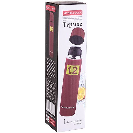 Термос 1,2л нержавеющая сталь, бордовый Mayer&Boch