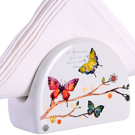 Салфетница на стол 9.5х4.4х7.1 см Бабочки в саду, доломит 60130 LORAINE
