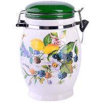 Банка для сыпучих 900 мл Лесные ягоды с лимонами, доломит/металл LORAINE 60146