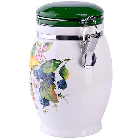Банка для сыпучих 900 мл Лесные ягоды с лимонами, доломит/металл LORAINE 60146
